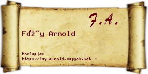 Fáy Arnold névjegykártya